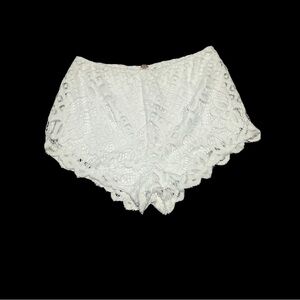 Free People Women’s High Waist Lace Crochet Shorts - White Small